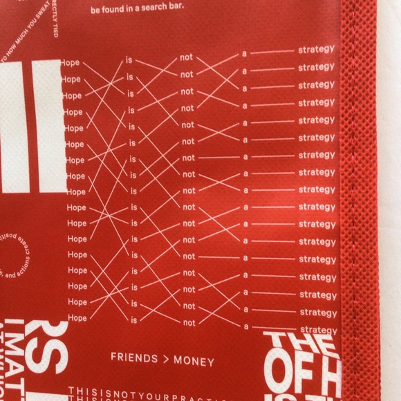 LULULEMON RED AND WHITE SMALL MANIFESTO REUSABLE SHOPPING TOTE BAG - Picture 3 of 7